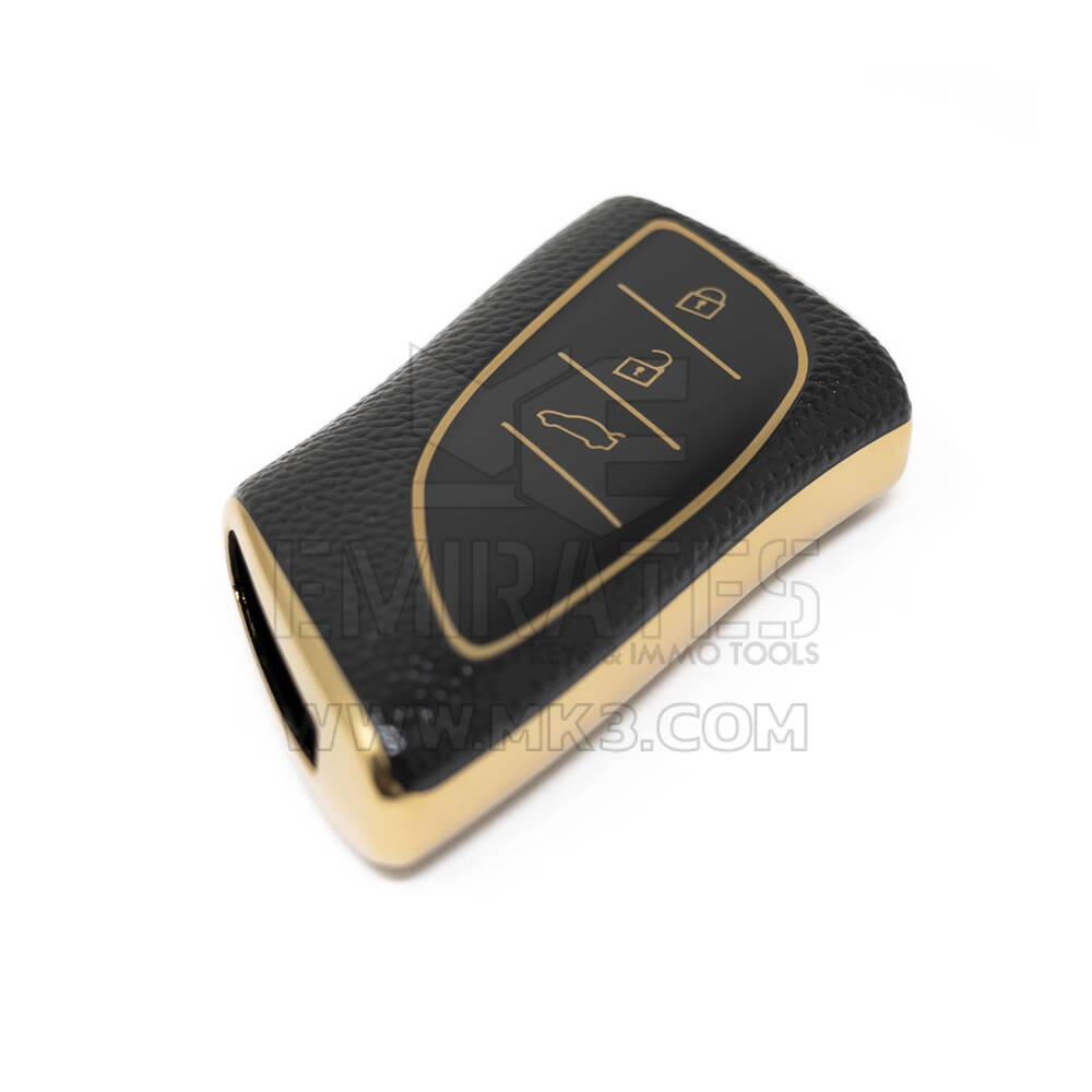 Novo aftermarket nano capa de couro ouro alta qualidade para chave remota lexus 3 botões cor preta LXS-B13J3 Chaves dos Emirados