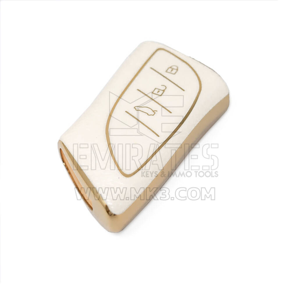 غطاء جلد ذهبي نانو جديد ما بعد البيع عالي الجودة لمفتاح لكزس البعيد 43 زرًا أبيض اللون LXS-B13J3 | مفاتيح الإمارات