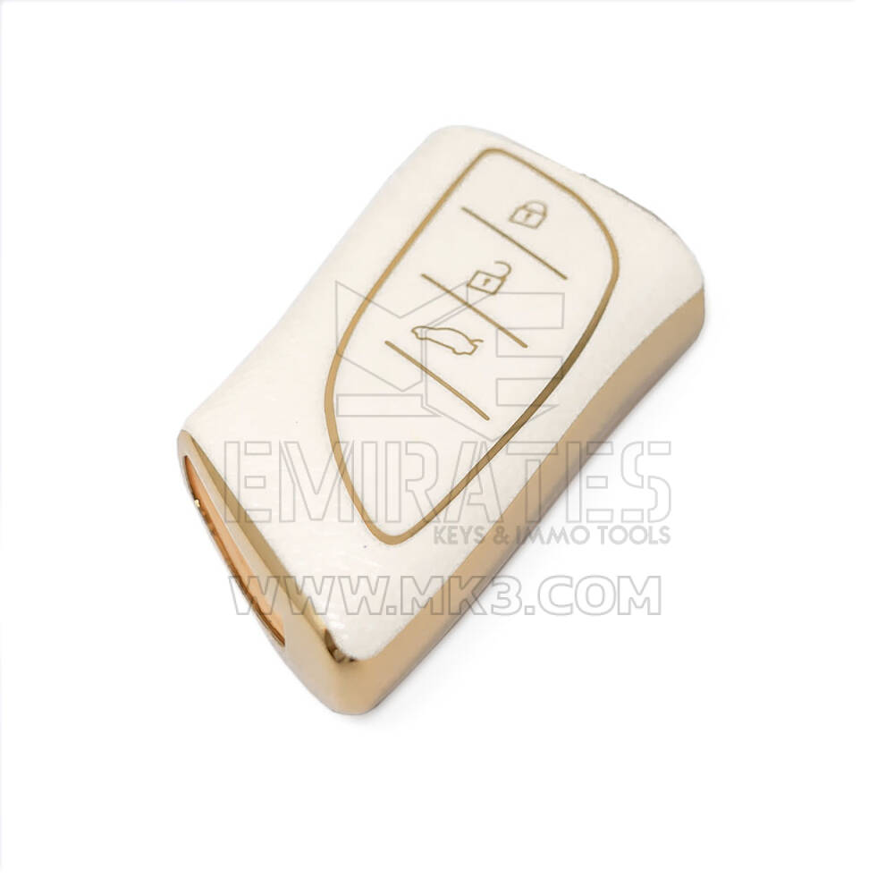 New Aftermarket Nano High Quality Gold Leather Cover For Lexus Remote Key 43 Buttons White Color LXS-B13J3 | Emirates Keys