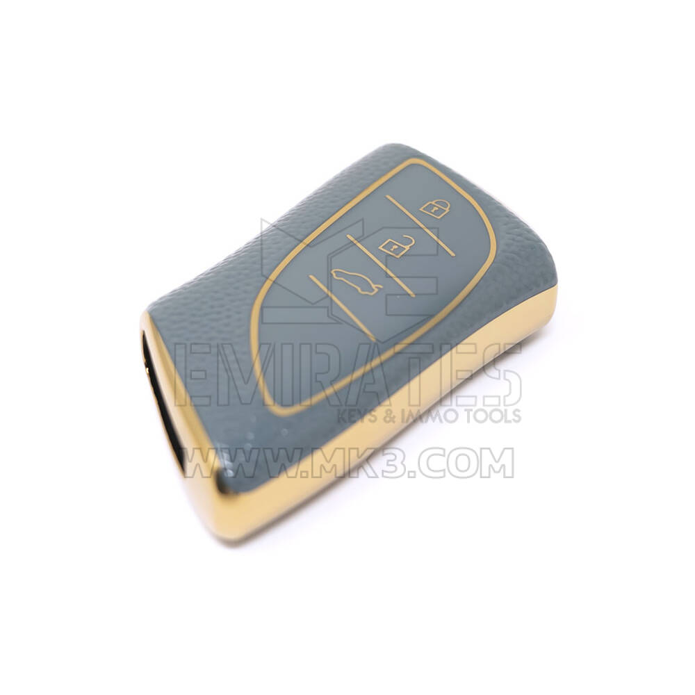Novo aftermarket nano capa de couro ouro alta qualidade para chave remota lexus 43 botões cor cinza LXS-B13J3 Chaves dos Emirados
