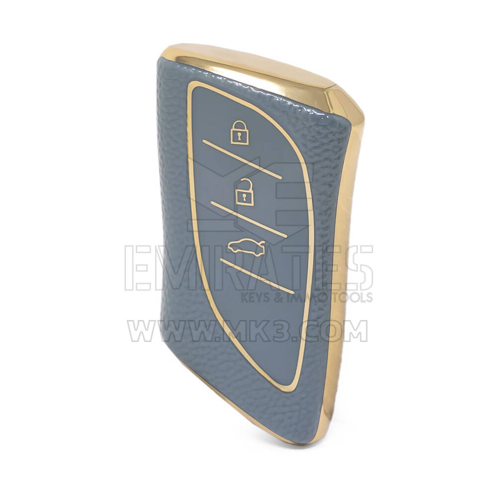 Nano Funda de cuero dorado de alta calidad para llave remota Lexus, 3 botones, Color gris, LXS-B13J3