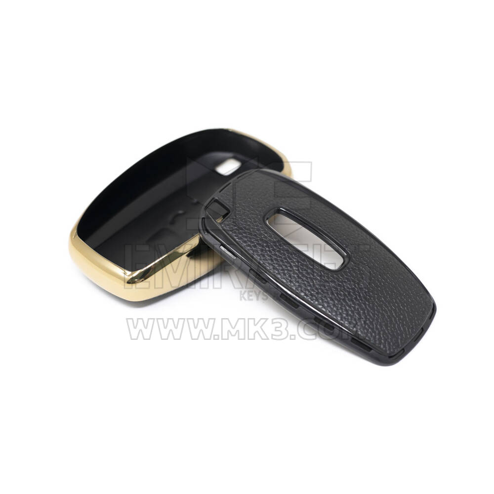 New Aftermarket Nano High Quality Gold Leather Cover For Lincoln Remote Key 4 Buttons Black Color LCN-A13J | Emirates Keys
