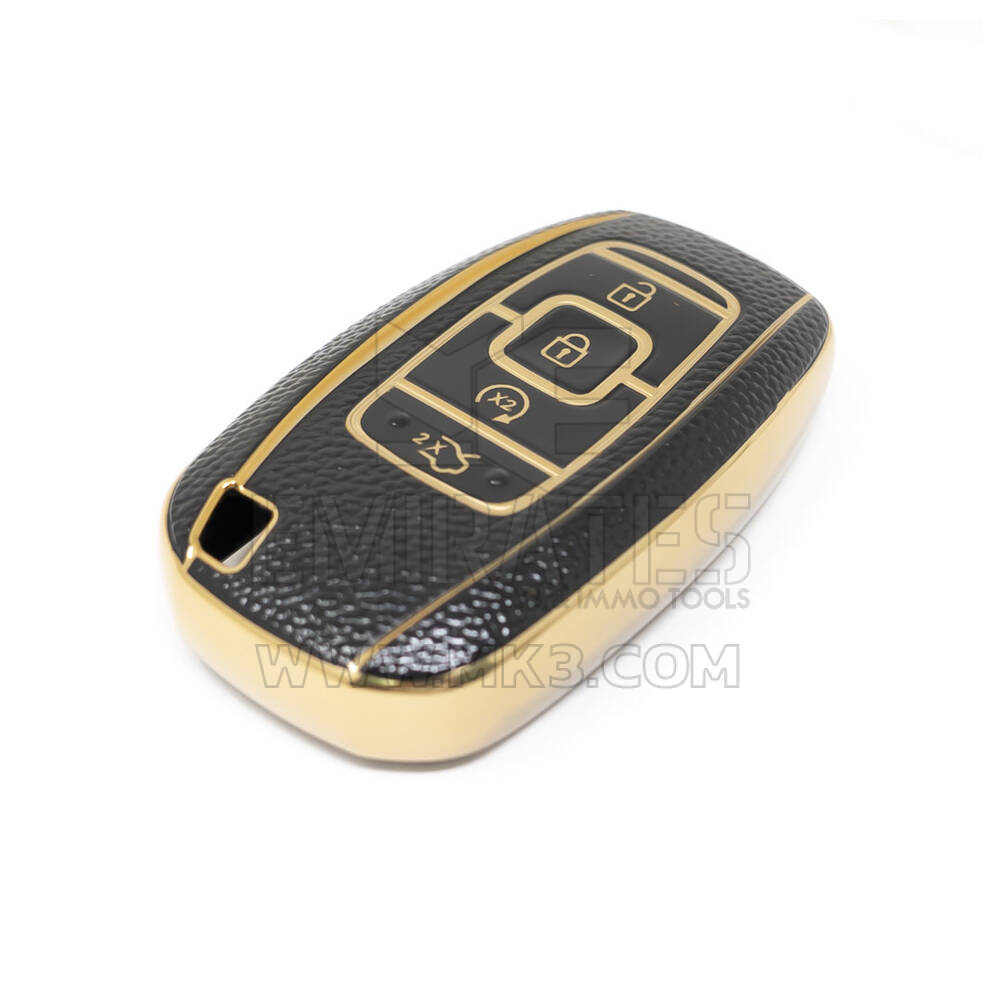 New Aftermarket Nano High Quality Gold Leather Cover For Lincoln Remote Key 4 Buttons Black Color LCN-A13J | Emirates Keys