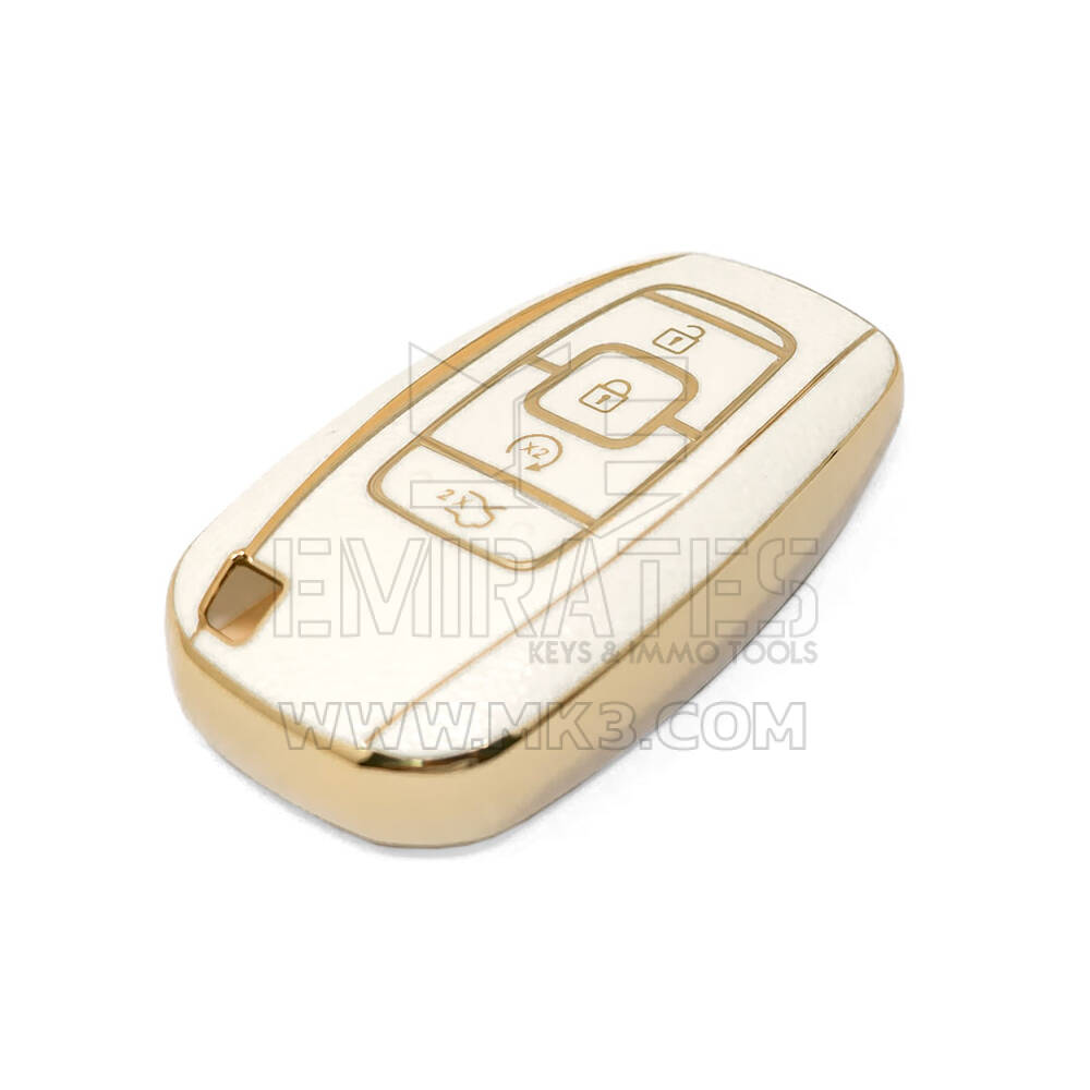 Nuova cover in pelle dorata aftermarket Nano di alta qualità per chiave remota Lincoln 4 pulsanti colore bianco LCN-A13J | Chiavi degli Emirati