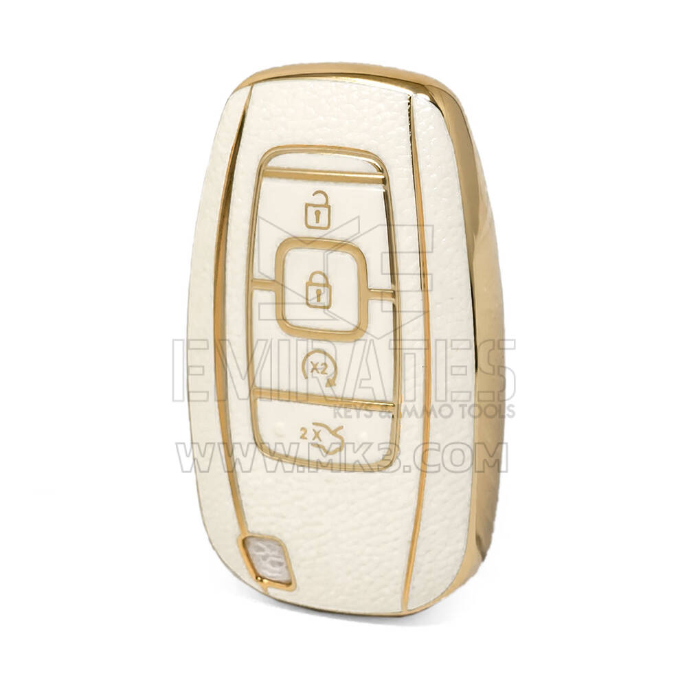 Nano High Quality Gold Leather Cover For Lincoln Remote Key 4 Buttons White Color LCN-A13J