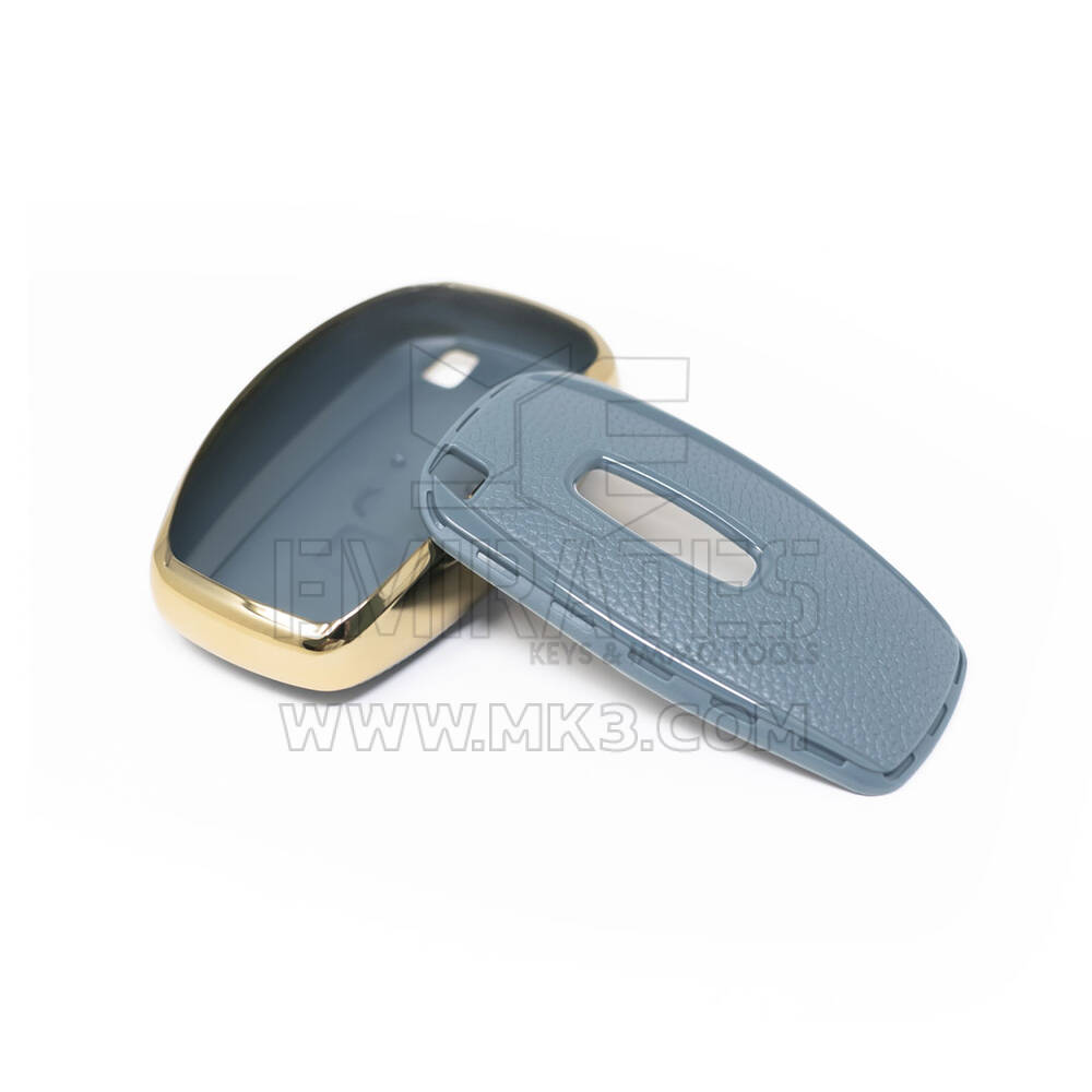 New Aftermarket Nano High Quality Gold Leather Cover For Lincoln Remote Key 4 Buttons Gray Color LCN-A13J | Emirates Keys