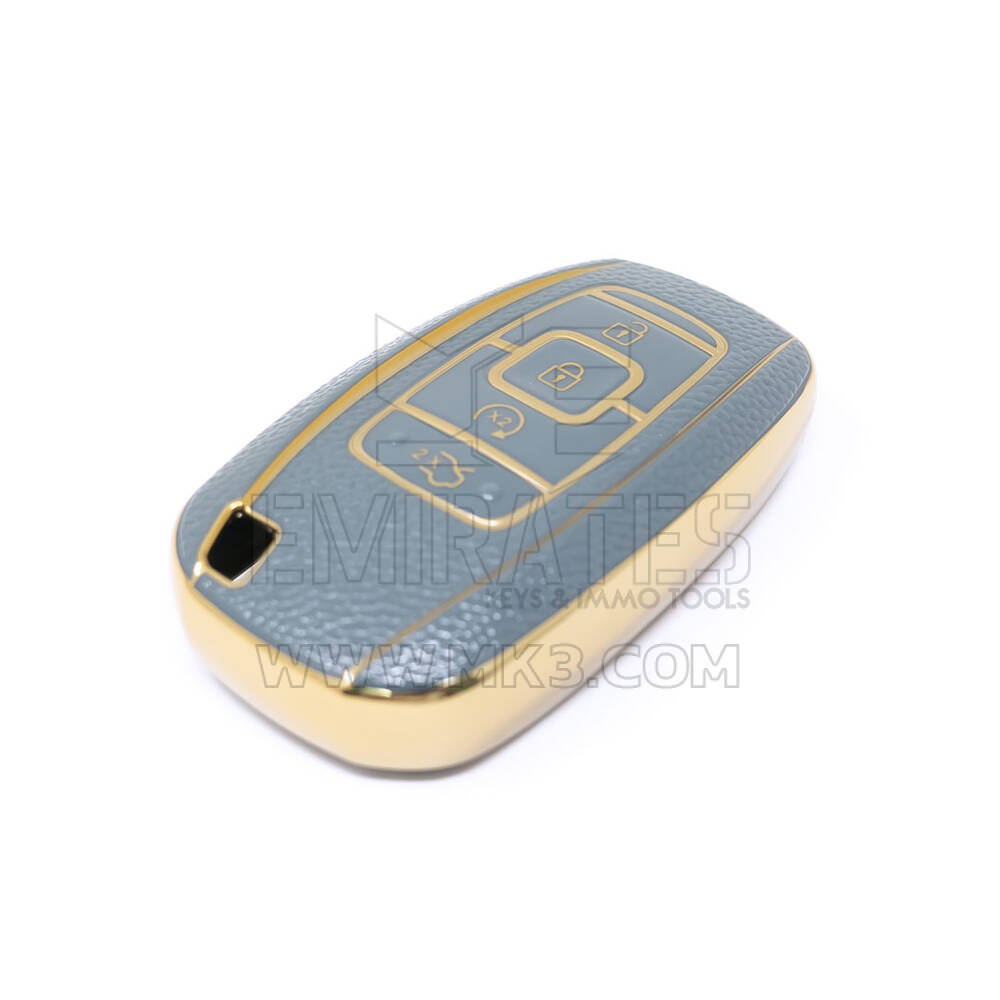 Nueva cubierta de cuero dorado Nano de alta calidad para llave remota Lincoln, 4 botones, Color gris, LCN-A13J | Cayos de los Emiratos
