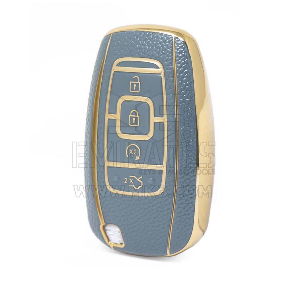 Nano High Quality Gold Leather Cover For Lincoln Remote Key 4 Buttons Gray Color LCN-A13J