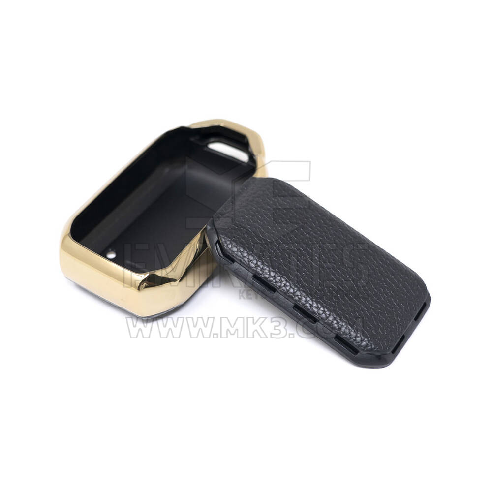 New Aftermarket Nano High Quality Gold Leather Cover For Suzuki Remote Key 2 Buttons Black Color SZK-C13J | Emirates Keys