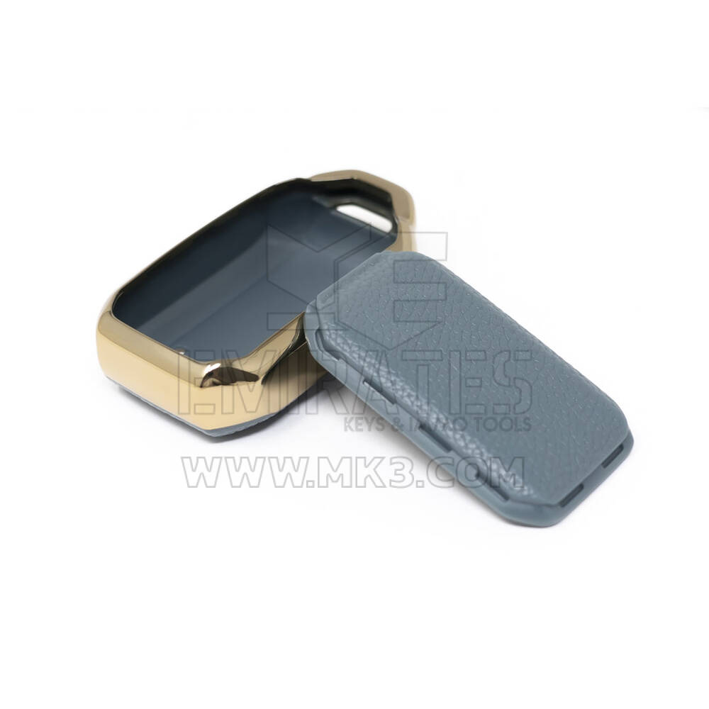 New Aftermarket Nano High Quality Gold Leather Cover For Suzuki Remote Key 2 Buttons Gray Color SZK-C13J | Emirates Keys