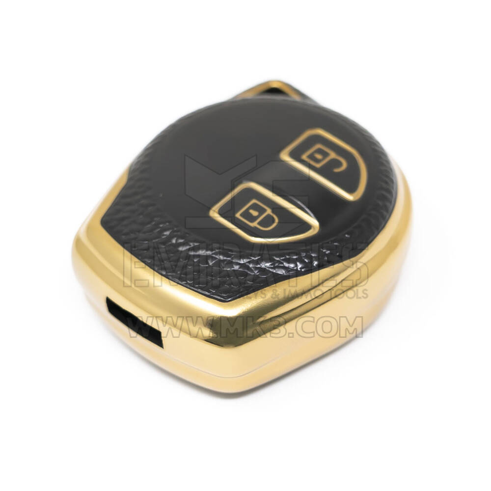 New Aftermarket Nano High Quality Gold Leather Cover For Suzuki Remote Key 2 Buttons Black Color SZK-D13J | Emirates Keys
