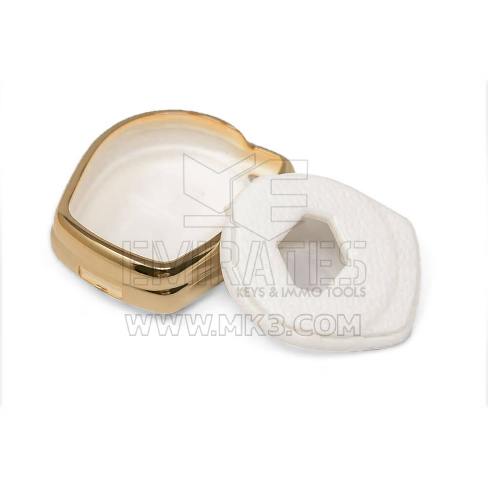 New Aftermarket Nano High Quality Gold Leather Cover For Suzuki Remote Key 2 Buttons White Color SZK-D13J | Emirates Keys