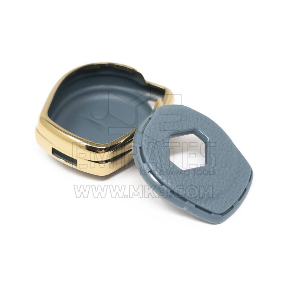 New Aftermarket Nano High Quality Gold Leather Cover For Suzuki Remote Key 2 Buttons Gray Color SZK-D13J | Emirates Keys