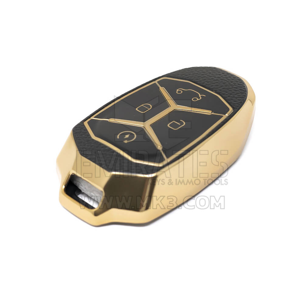 Nueva funda de cuero dorado Nano de alta calidad para mando a distancia Lynk & Co, 4 botones, Color negro, LC-A13J | Cayos de los Emiratos