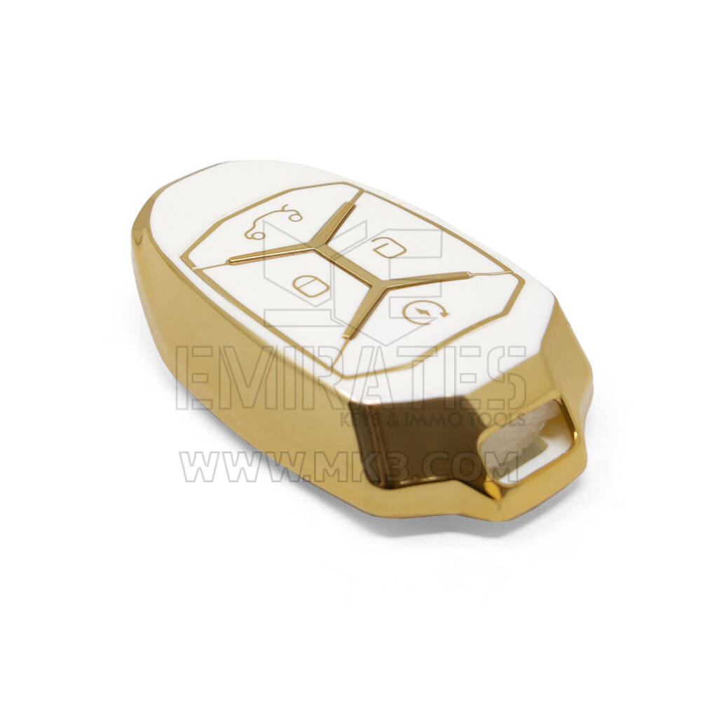 Nueva funda de cuero dorado Nano de alta calidad para mando a distancia Lynk & Co, 4 botones, Color blanco, LC-A13J | Cayos de los Emiratos