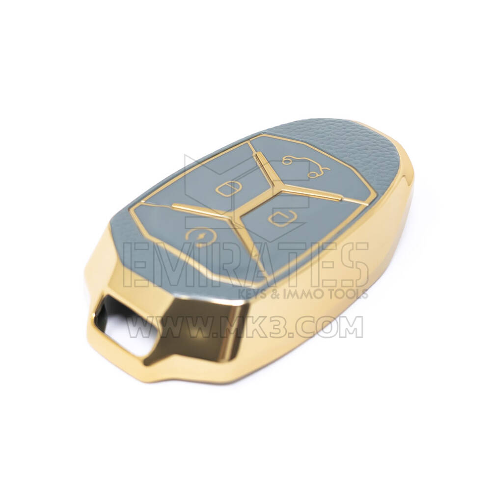 Nueva funda de cuero dorado Nano de alta calidad para mando a distancia Lynk & Co, 4 botones, Color gris, LC-A13J | Cayos de los Emiratos