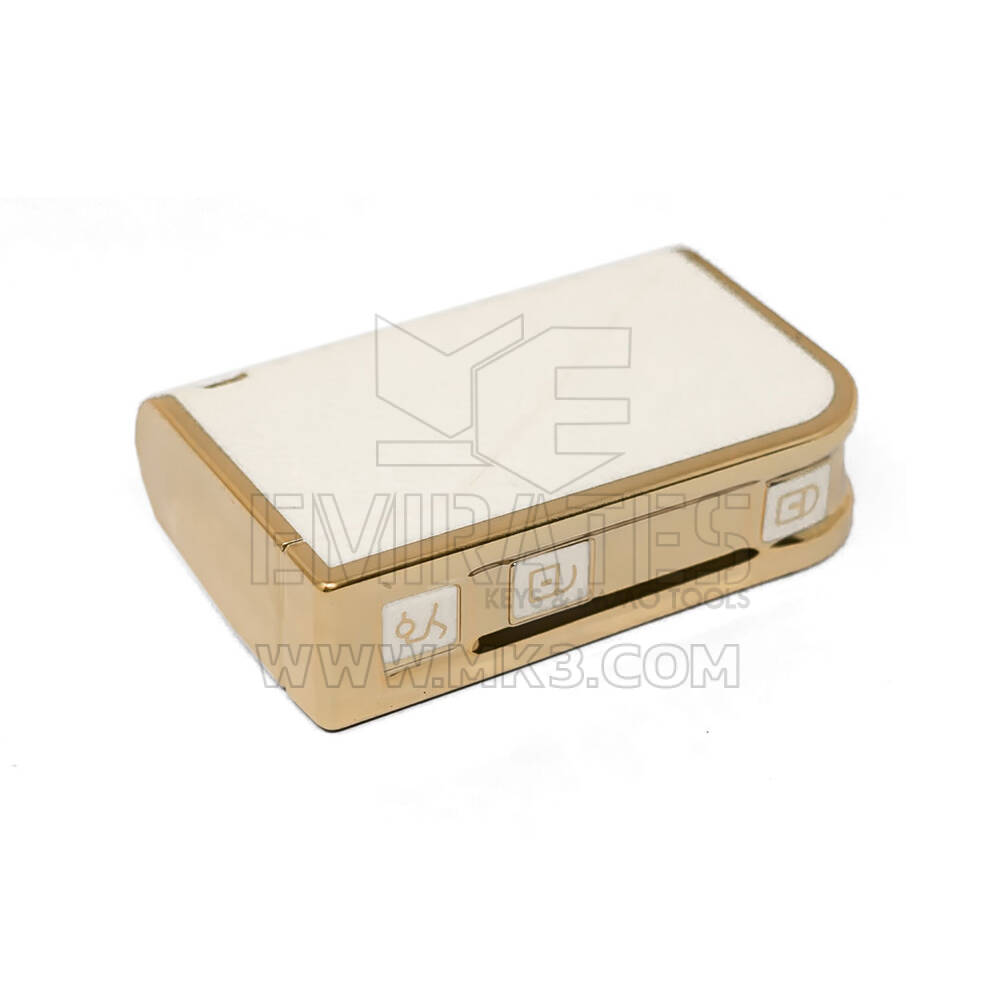 Nueva funda de cuero dorado Nano de alta calidad para mando a distancia Lynk & Co, 3 botones, Color blanco, LC-B13J | Cayos de los Emiratos
