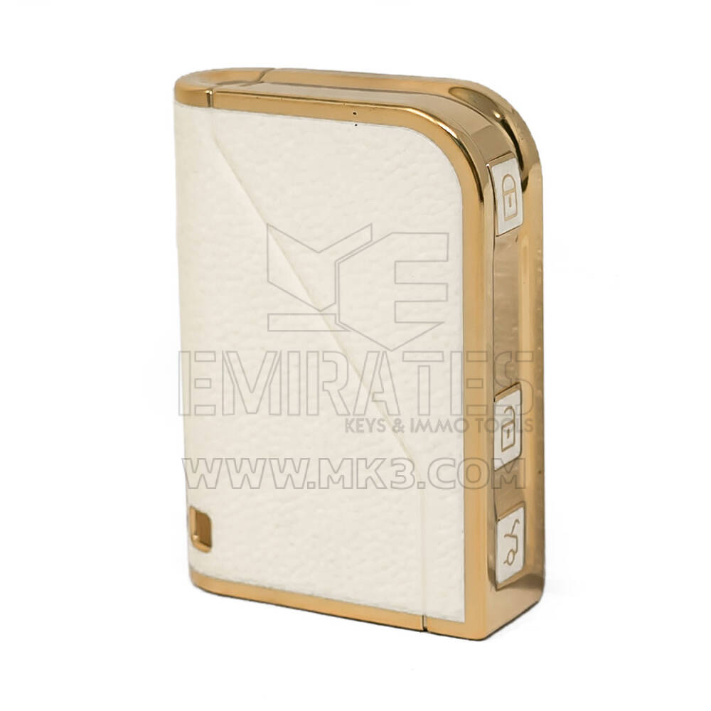 Nano Funda de cuero dorado de alta calidad para mando a distancia Lynk & Co, 3 botones, Color blanco LC-B13J