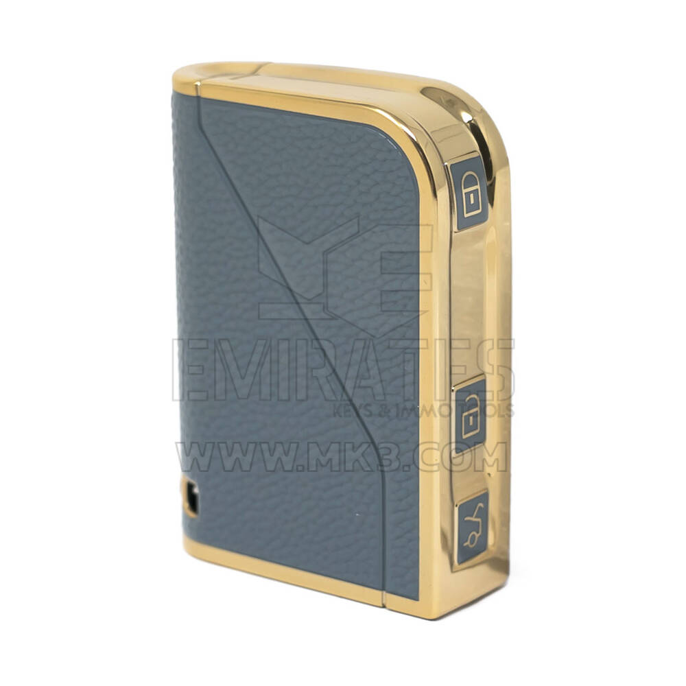 Nano Funda de cuero dorado de alta calidad para mando a distancia Lynk & Co, 3 botones, Color gris, LC-B13J