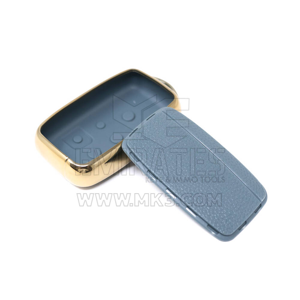 New Aftermarket Nano High Quality Gold Leather Cover For Land Rover Remote Key 5 Buttons Gray Color LR-A13J | Emirates Keys