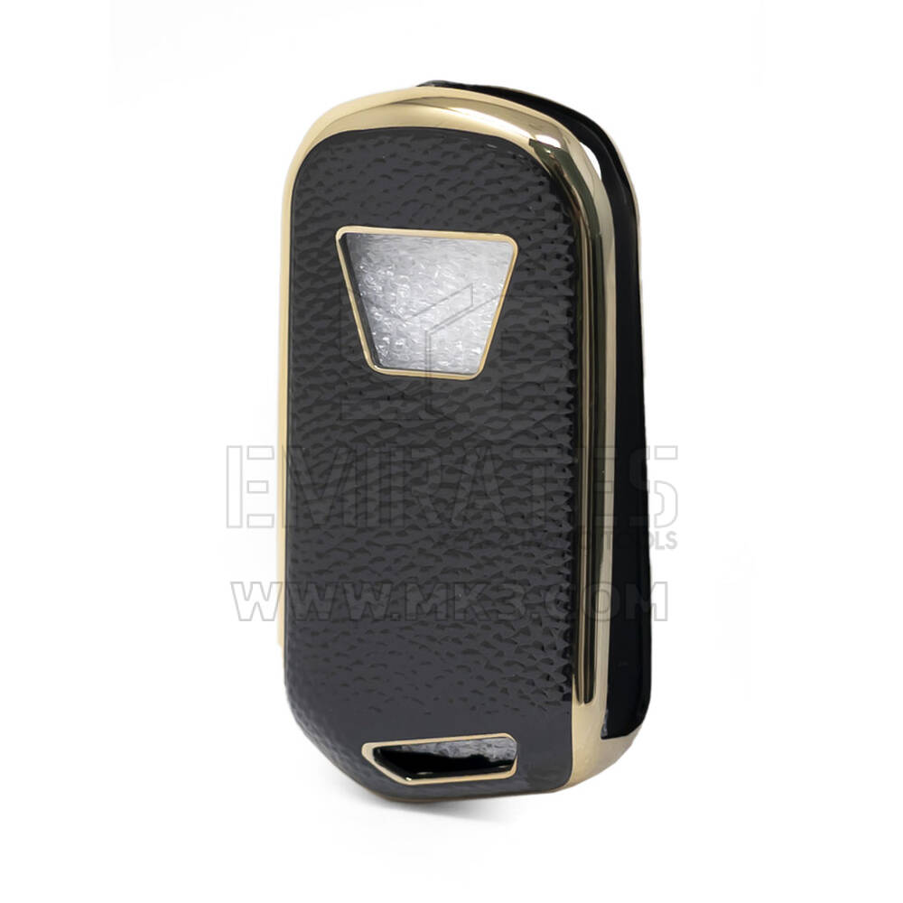 Funda de Cuero Nano Dorada para Mahindra Flip Key 3B Negro MHD-A13J | MK3