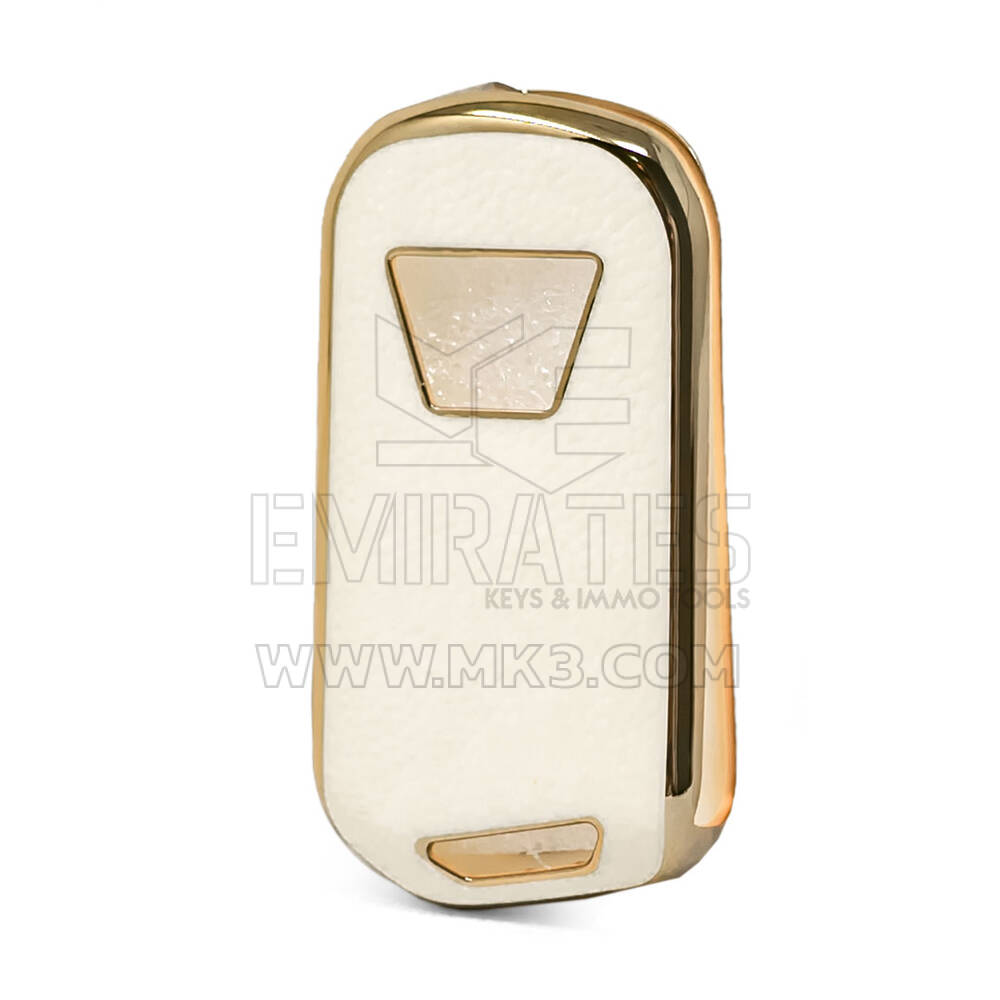 Funda de Cuero Nano Dorada para Mahindra Flip Key 3B Blanco MHD-A13J | MK3