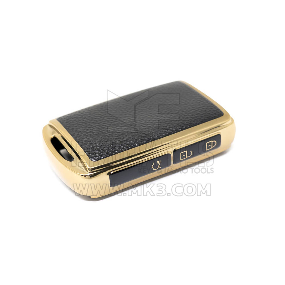 Novo aftermarket nano capa de couro dourado de alta qualidade para chave remota mazda 3 botões cor preta MZD-B13J3 Chaves dos Emirados