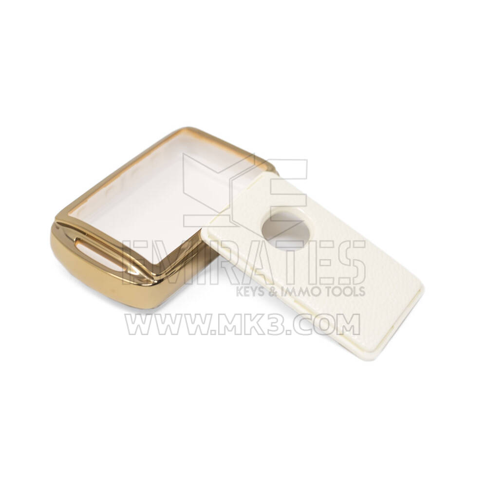 New Aftermarket Nano High Quality Gold Leather Cover For Mazda Remote Key 3 Buttons White  Color MZD-B13J3 | Emirates Keys