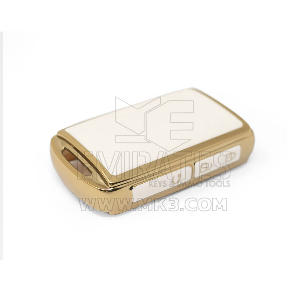 جديد ما بعد البيع نانو عالية الجودة غطاء جلد ذهبي لمازدا مفتاح بعيد 3 أزرار اللون الأبيض MZD-B13J3 | مفاتيح الإمارات