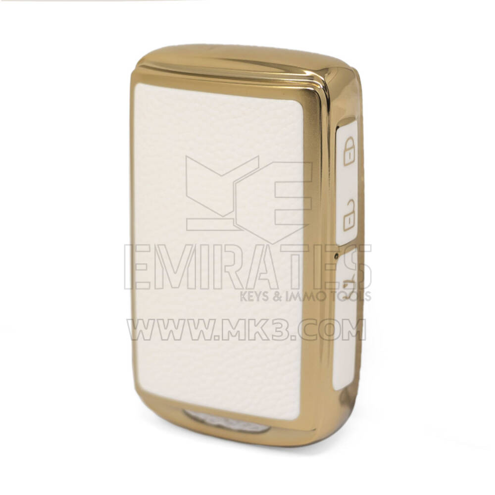 Capa de couro dourado nano de alta qualidade para chave remota Mazda 3 botões cor branca MZD-B13J3