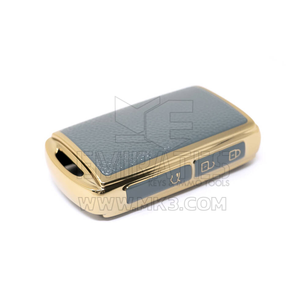 Novo aftermarket nano capa de couro dourado de alta qualidade para chave remota mazda 3 botões cor cinza MZD-B13J3 | Chaves dos Emirados