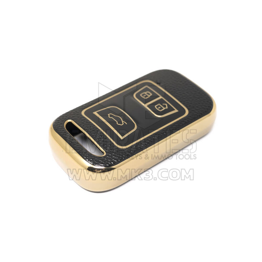 Nuova cover in pelle dorata aftermarket Nano di alta qualità per chiave remota Chery 3 pulsanti colore nero CR-A13J | Chiavi degli Emirati