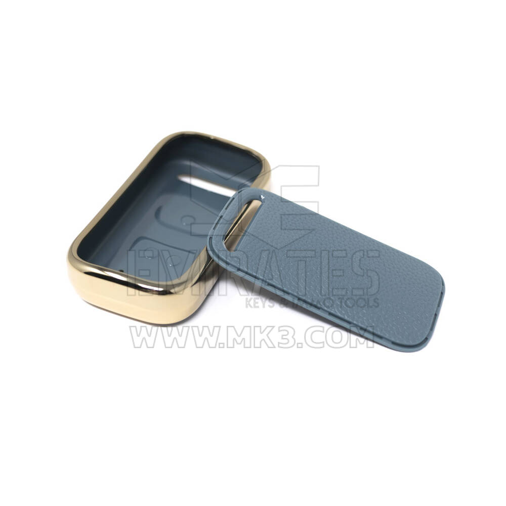 New Aftermarket Nano High Quality Gold Leather Cover For Chery Remote Key 3 Buttons Gray Color CR-A13J | Emirates Keys