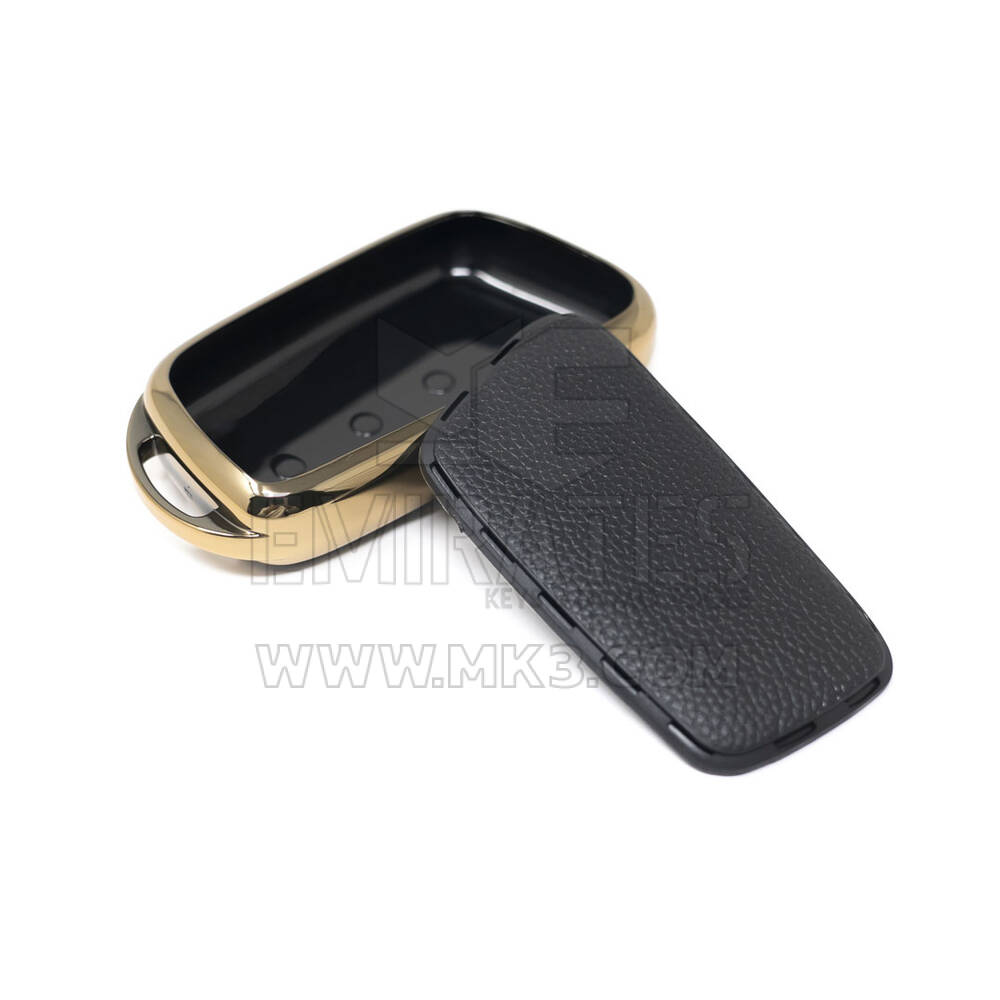 New Aftermarket Nano High Quality Gold Leather Cover For Chery Remote Key 3 Buttons Black Color CR-B13J | Emirates Keys
