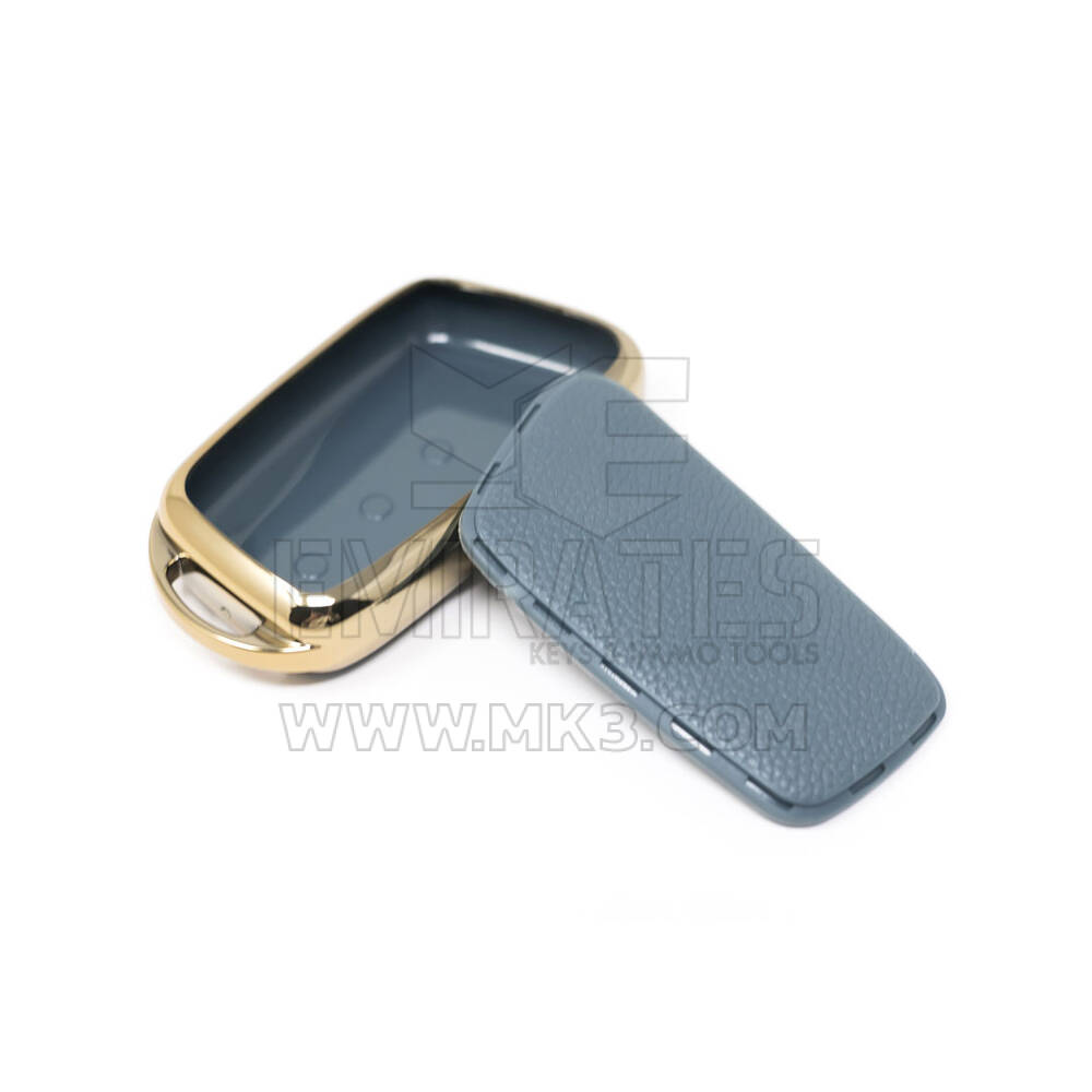 New Aftermarket Nano High Quality Gold Leather Cover For Chery Remote Key 3 Buttons Gray Color CR-B13J | Emirates Keys