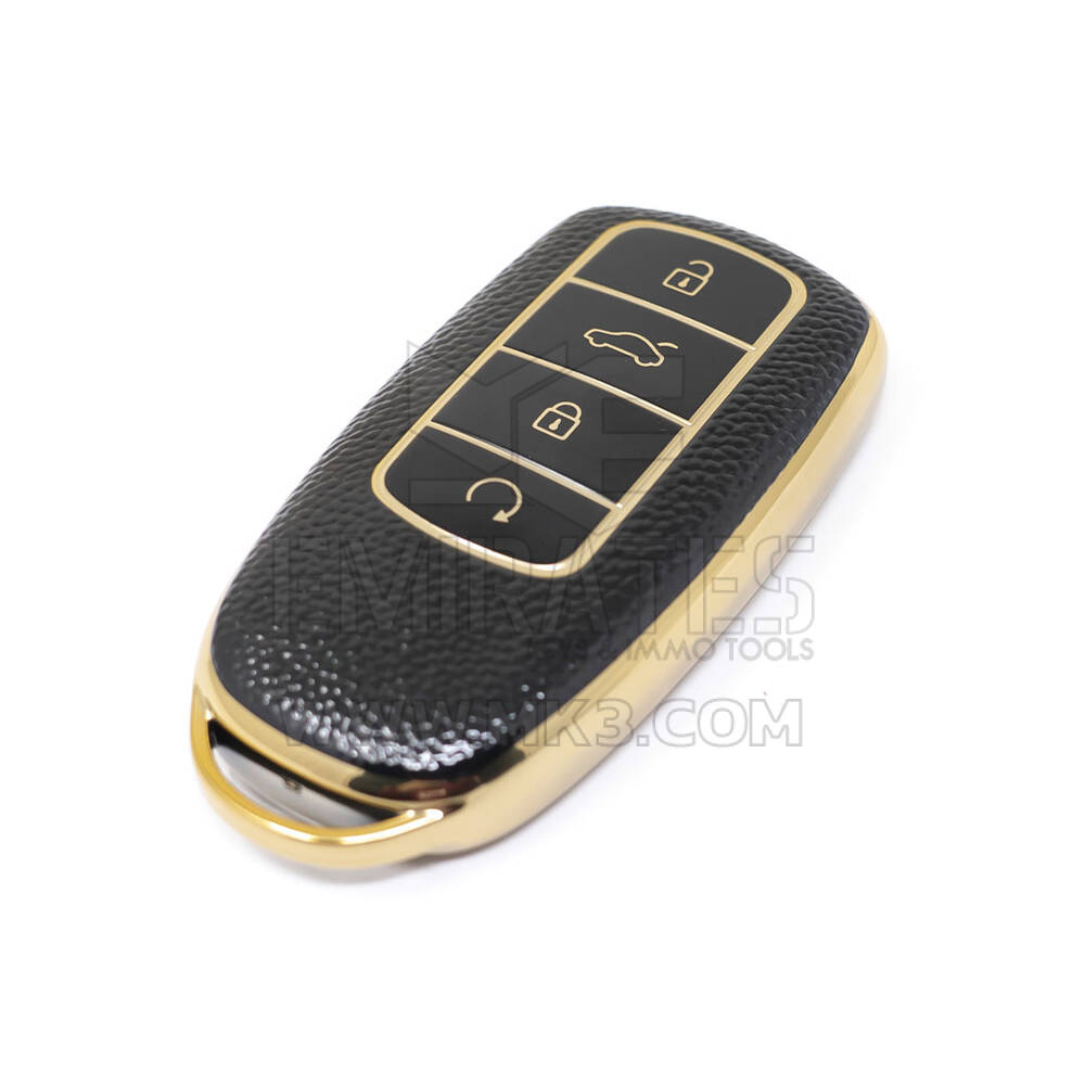 Nueva funda de cuero dorado Nano de alta calidad para mando a distancia Chery, 4 botones, Color negro, CR-C13J | Cayos de los Emiratos