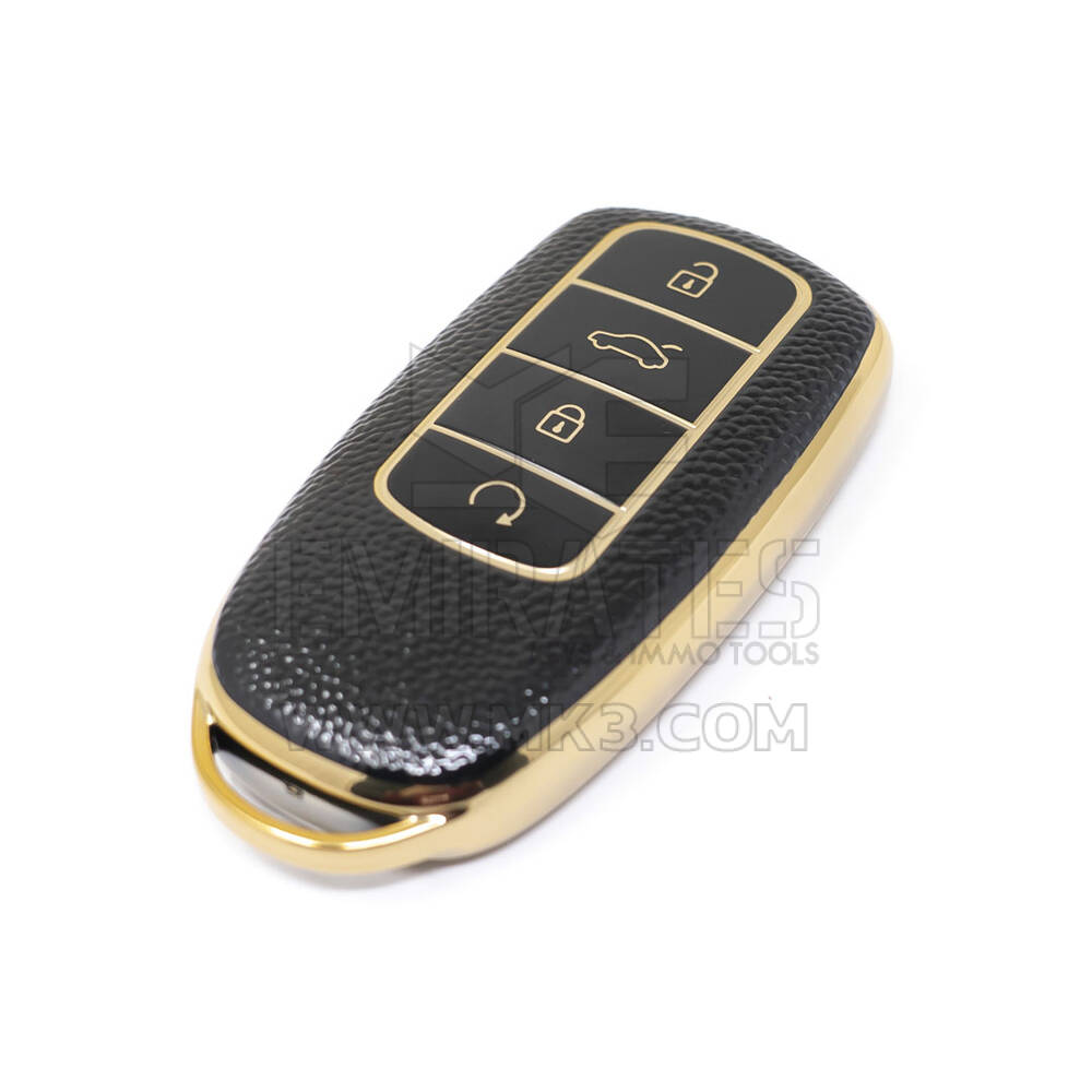 New Aftermarket Nano High Quality Gold Leather Cover For Chery Remote Key 4 Buttons Black Color CR-C13J | Emirates Keys