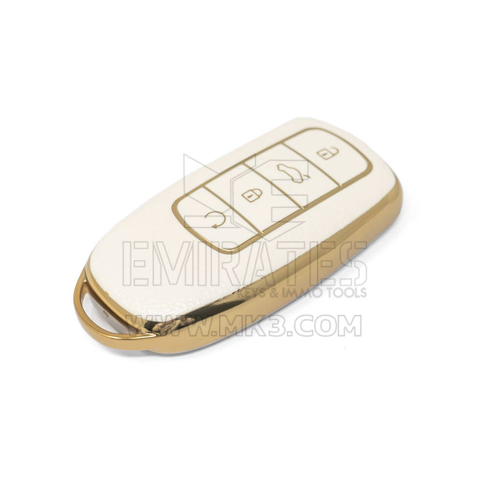 Housse en cuir doré de haute qualité pour clé télécommande Chery, 4 boutons, couleur blanche, CR-C13J | Clés des Émirats