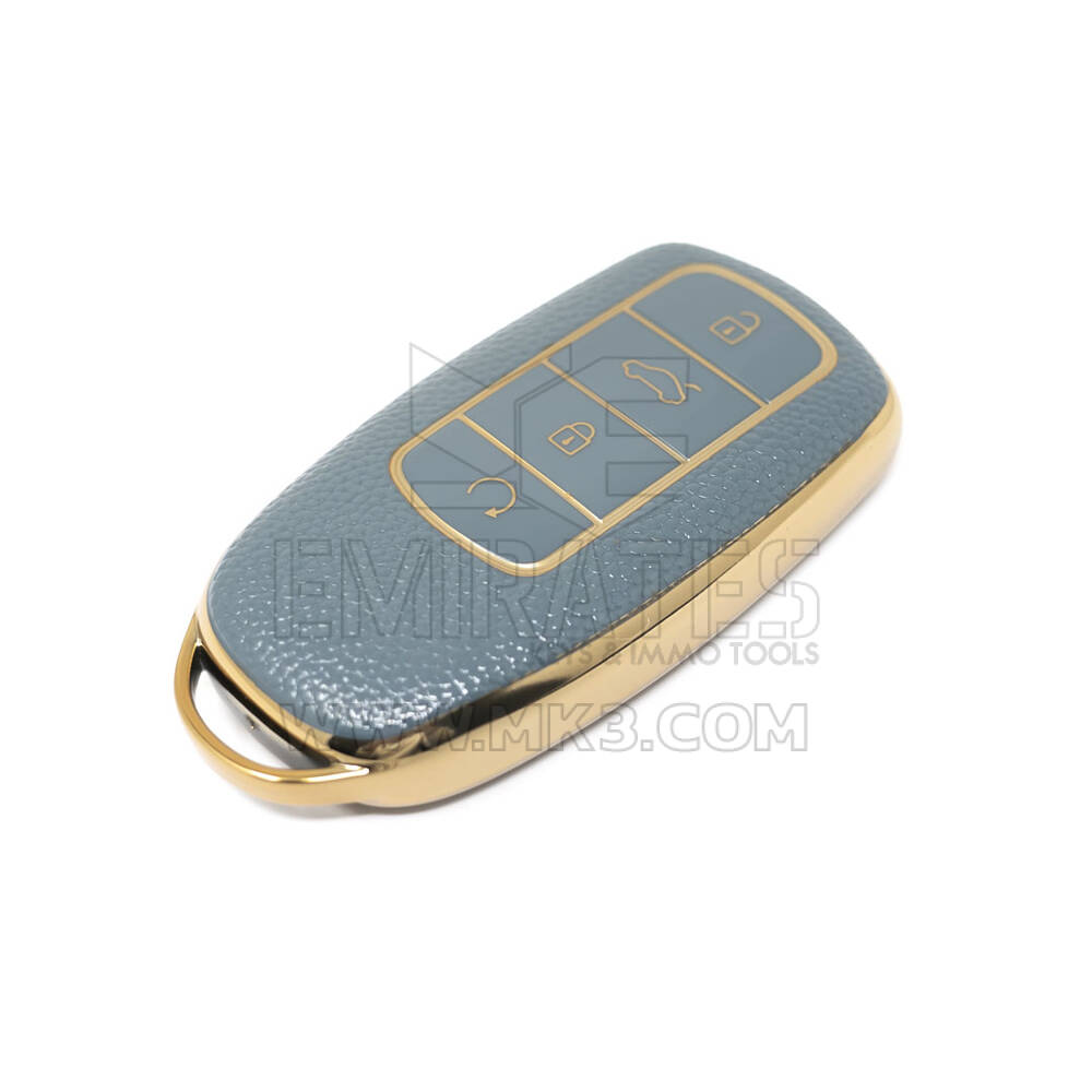 Housse en cuir doré de haute qualité pour clé télécommande Chery, 4 boutons, couleur grise, CR-C13J | Clés des Émirats