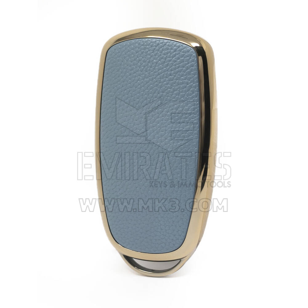 Кожаный чехол с нано-золотым покрытием Chery Remote Key 4B, серый CR-C13J | МК3