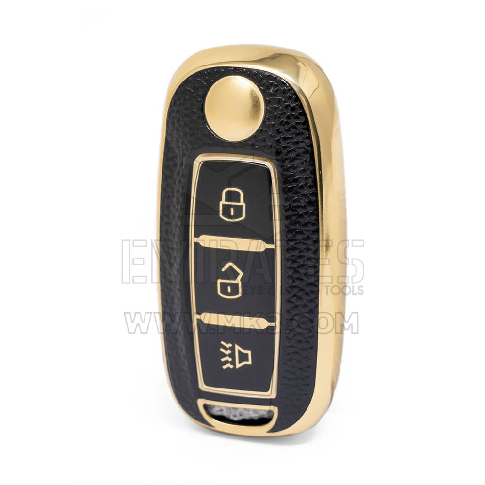 Nano Funda de cuero dorado de alta calidad para mando a distancia Venucia, 3 botones, Color negro, VNC-A13J