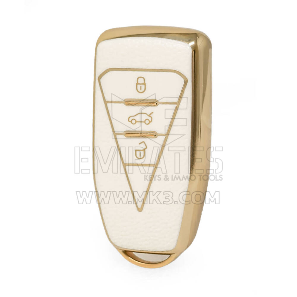 Nano Funda de cuero dorado de alta calidad para mando a distancia Venucia, 3 botones, Color blanco, VNC-B13J