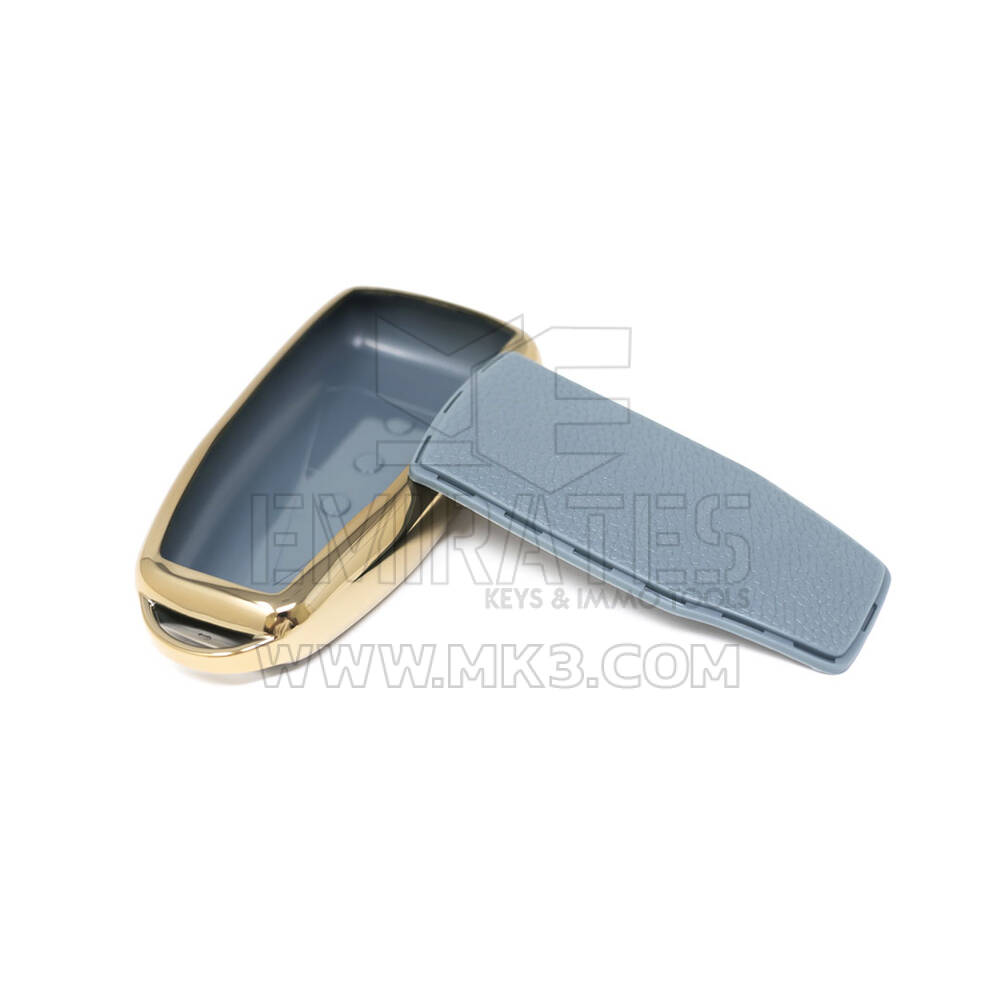 New Aftermarket Nano High Quality Gold Leather Cover For Venucia Remote Key 3 Buttons Gray Color VNC-B13J | Emirates Keys