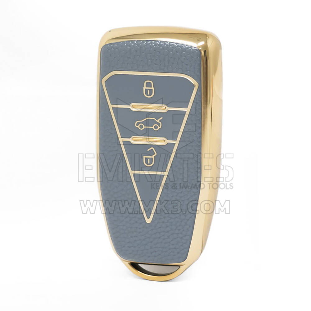 Nano Funda de cuero dorado de alta calidad para mando a distancia Venucia, 3 botones, Color gris, VNC-B13J