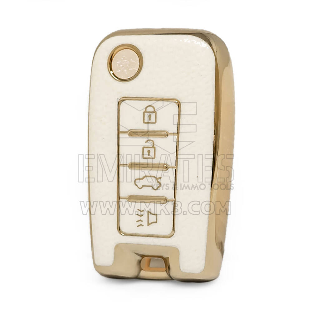Nano Funda de cuero dorado de alta calidad para mando a distancia Venucia, 4 botones, Color blanco, VNC-D13J