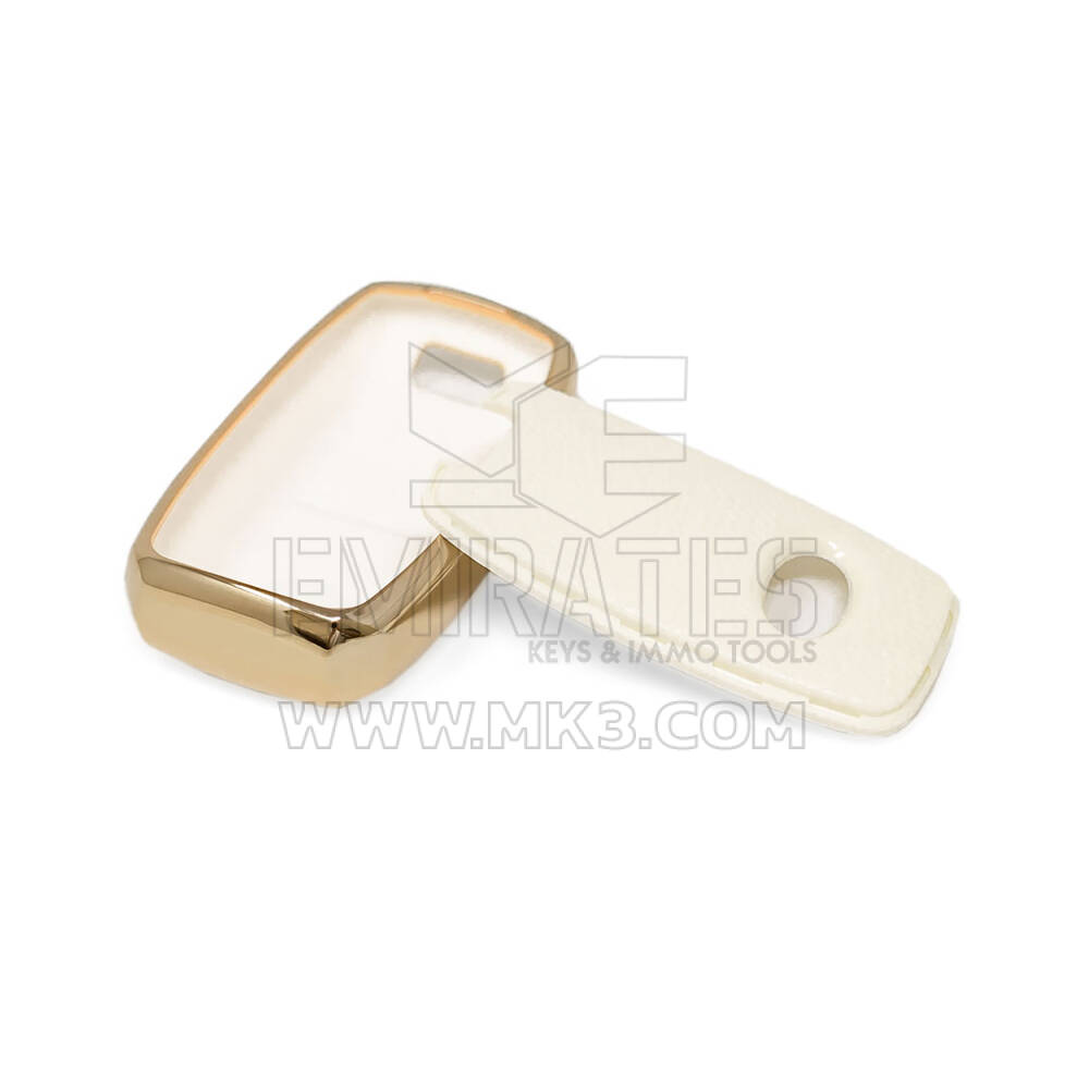 Nueva cubierta de cuero dorado Nano de alta calidad del mercado de accesorios para llave remota KIA 3 botones Color blanco KIA-A13J | Cayos de los Emiratos