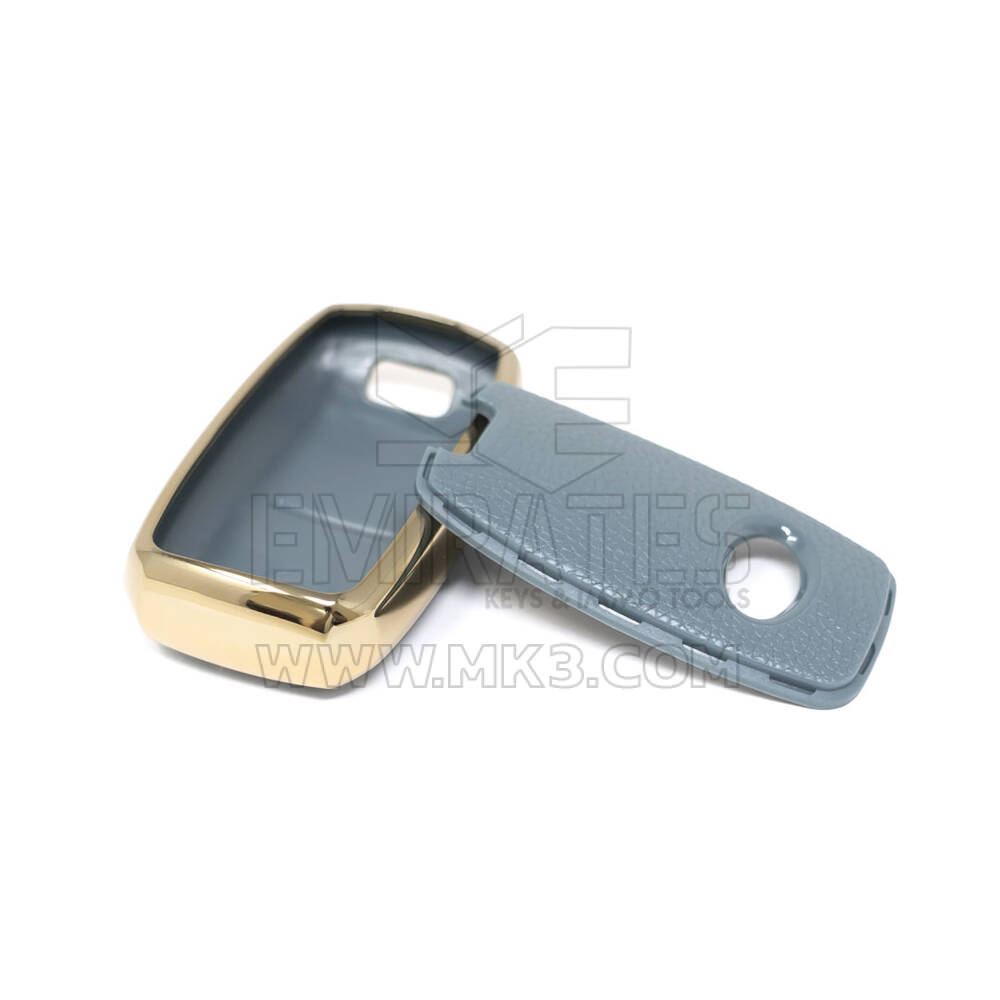 New Aftermarket Nano High Quality Gold Leather Cover For KIA Remote Key 3 Buttons Gray Color KIA-A13J | Emirates Keys