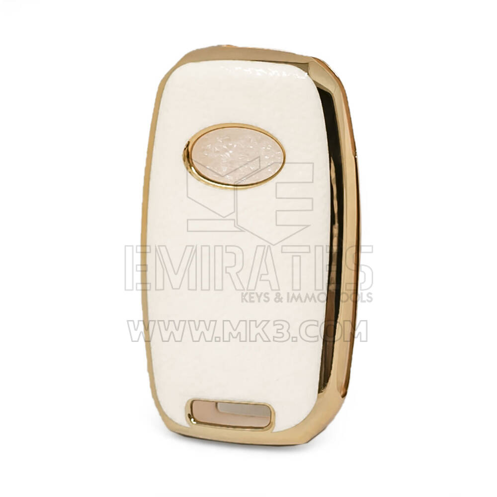 Кожаный чехол Nano Gold для KIA Flip Key 3B, белый KIA-B13J | МК3