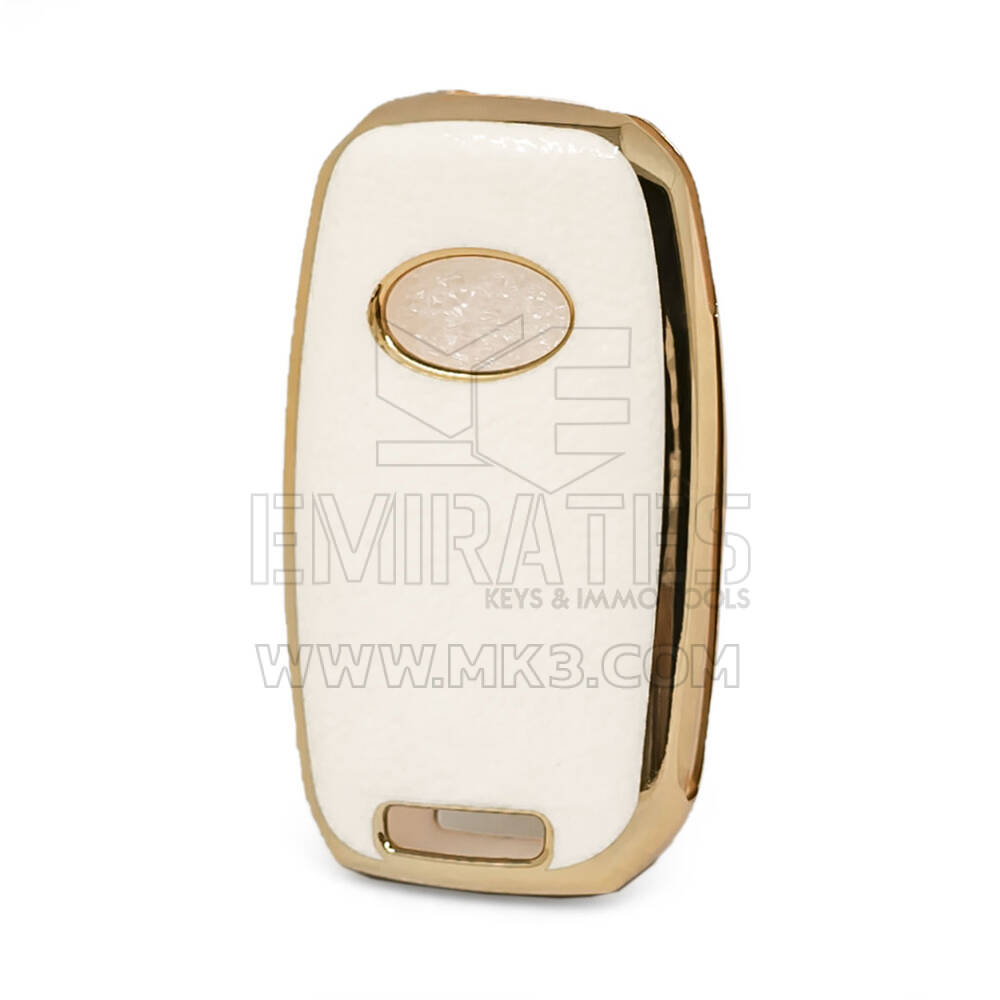 Funda de Cuero Nano Dorada para KIA Flip Key 3B Blanco KIA-B13J | MK3