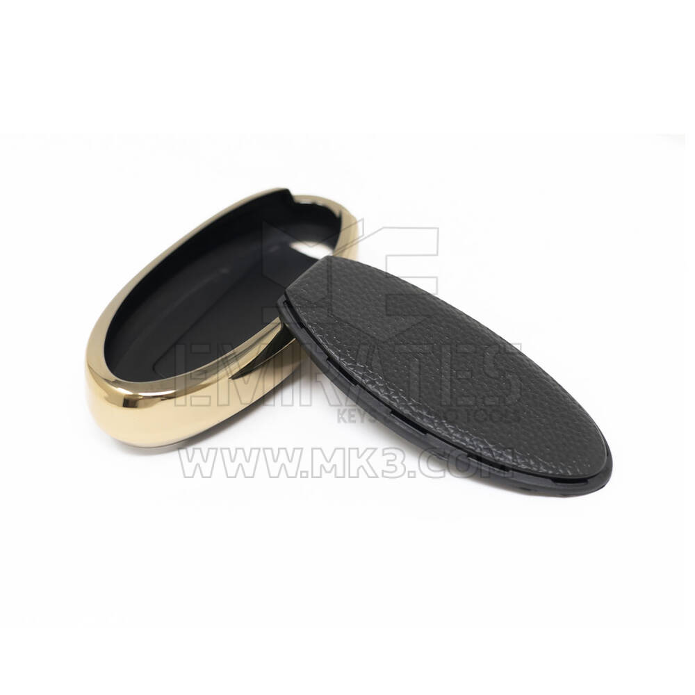 New Aftermarket Nano High Quality Gold Leather Cover For Nissan Remote Key 3 Buttons Black Color NS-A13J3A | Emirates Keys